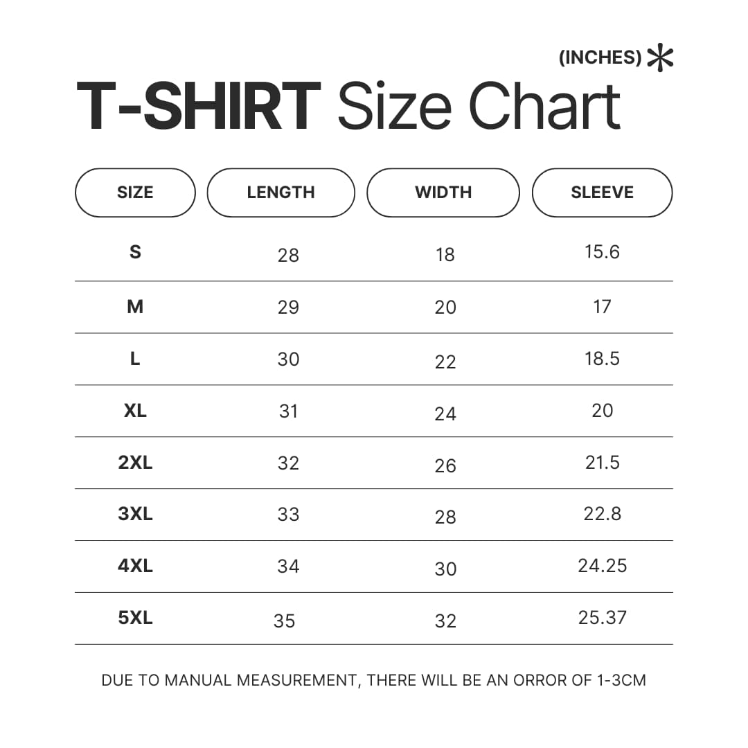 T shirt Size Chart - Frieren Shop