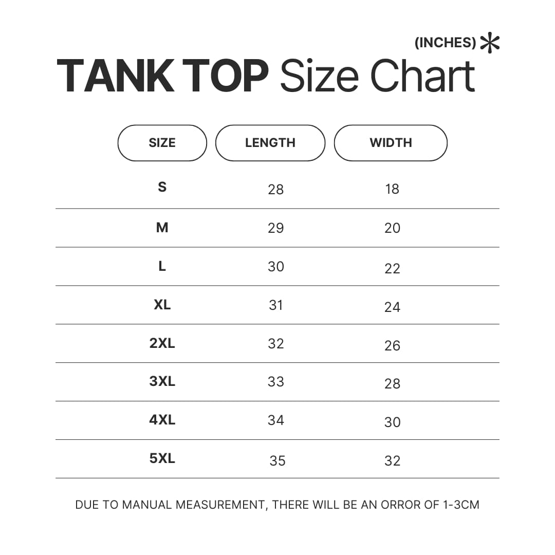 Tank Top Size Chart - Frieren Shop