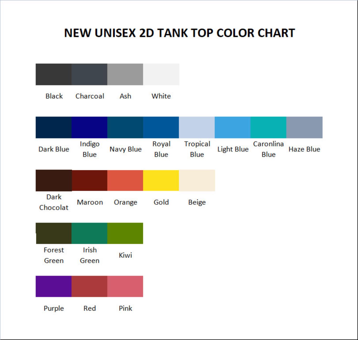 tank top color chart - Frieren Shop