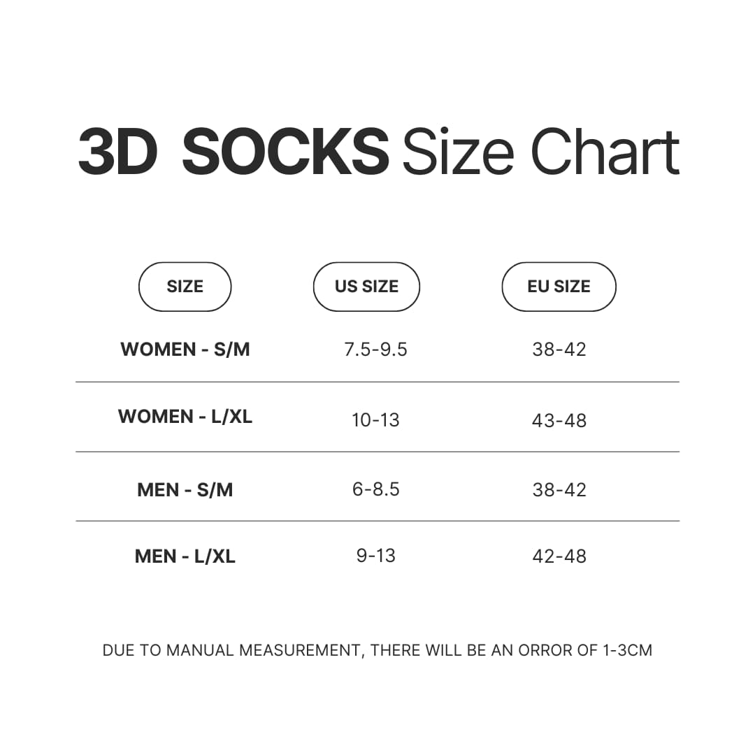 3D Socks Size Chart - Frieren Shop
