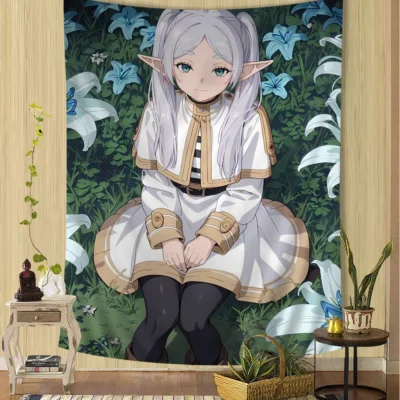 Anime Frieren In Flower Garden  Tapestry