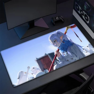 Frieren Play with Rabbit Large Mousepad