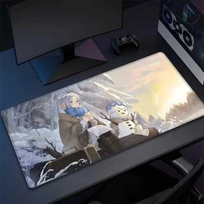 Frieren whith Snowman Large Mousepad