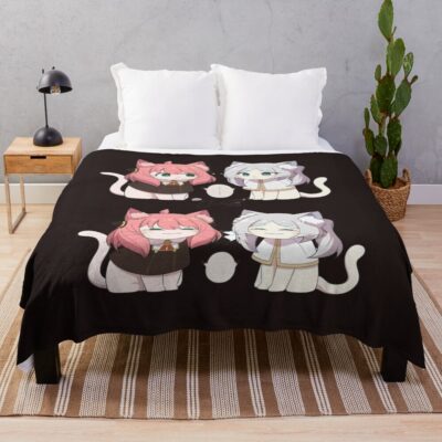 Four Cats Frieren Throw Blanket