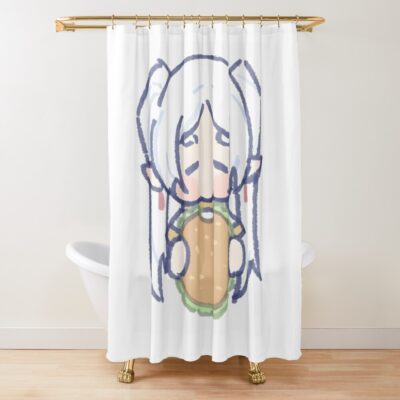 Frieren Chibi Eat Food Shower Curtain