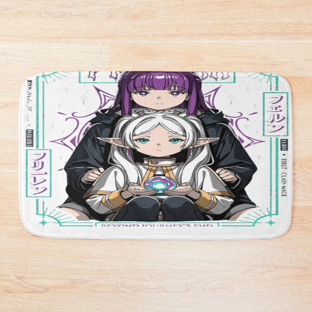 Beyond Journey S End Frieren And Fern Mage Celestial Graphic Tee Bath Mat