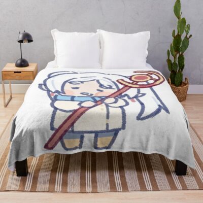 Sleepy Chibi Frieren Throw Blanket