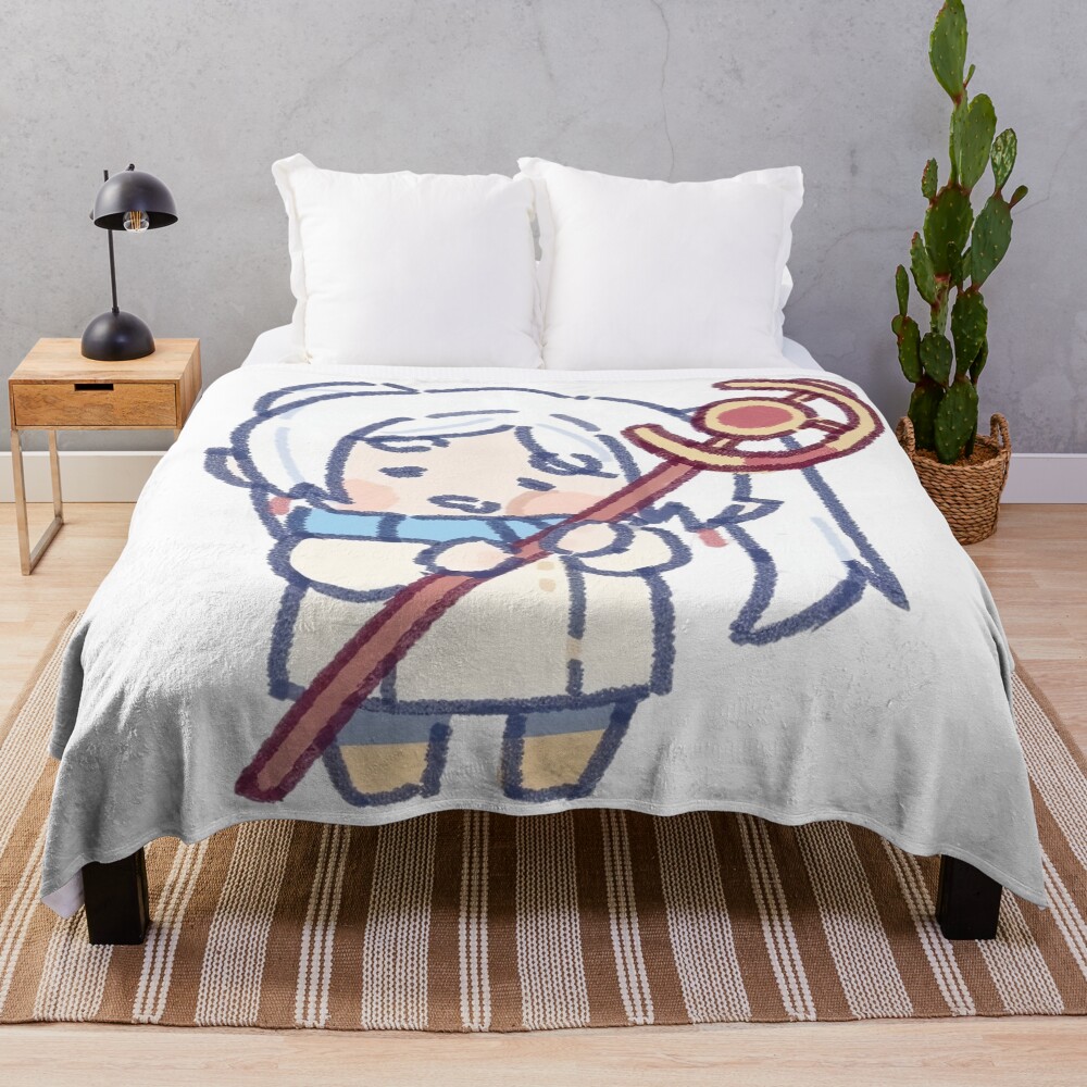 Sleepy Chibi Frieren Throw Blanket