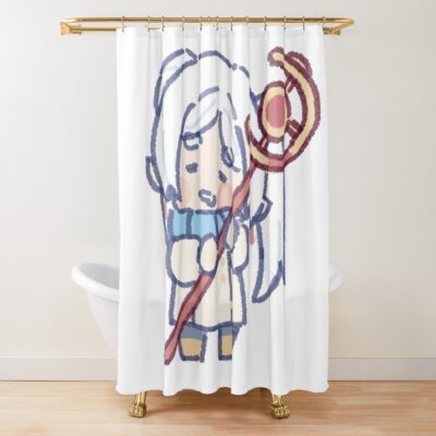 Sleepy Chibi Frieren Shower Curtain